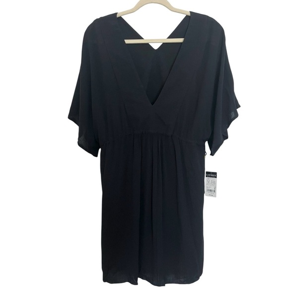 Lauren Ralph Lauren Size Small Black V Neck Adjustable Coverup Beach Tunic - Picture 4 of 8